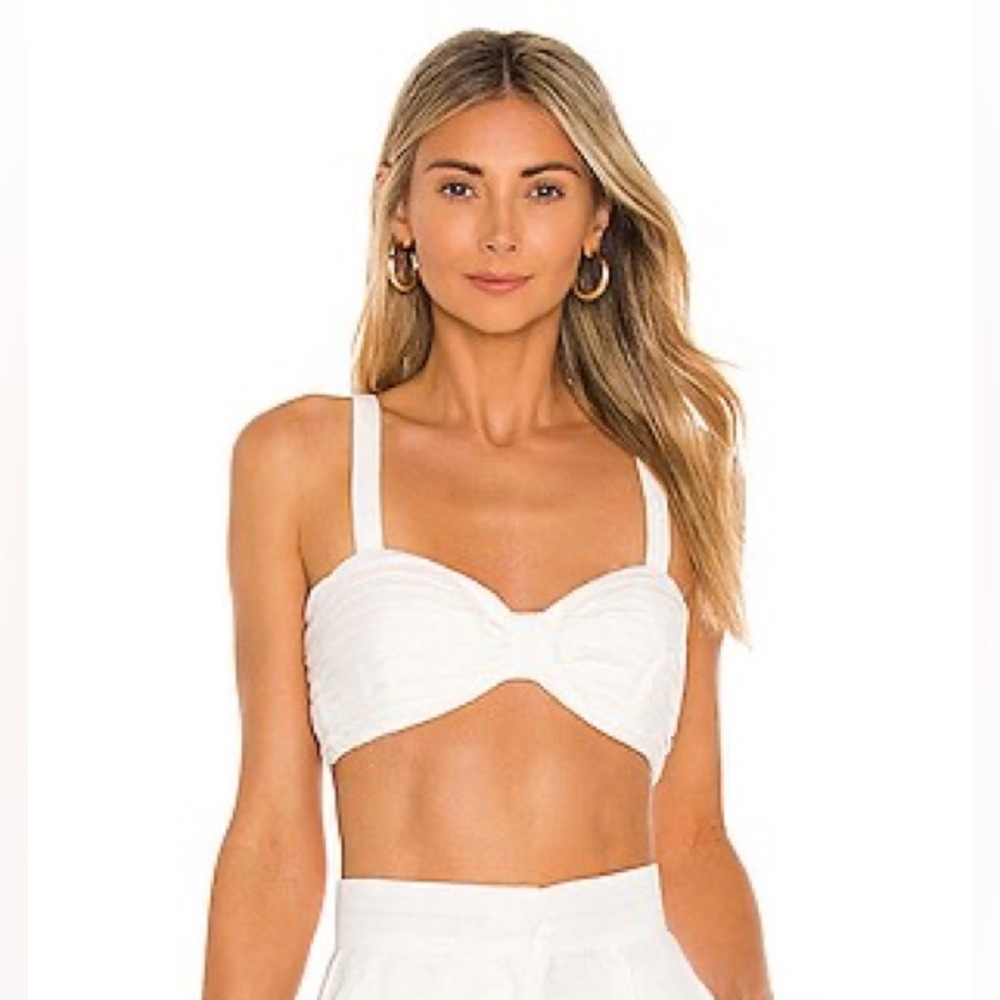 Ronny Kobo Dawn Linen White Top in size Small from Revolve